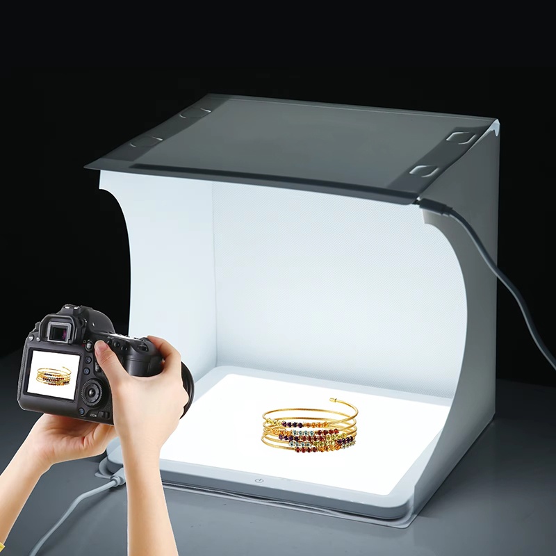 Photography Lighting Description - 20cm Przenośny Fotostudio Składany z Oświetleniem